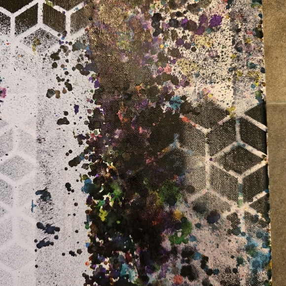 HANDCRAFTED Abstract Painting HANDPAINTED Wall Art Decor Cubism Black White - Picture 15 of 17